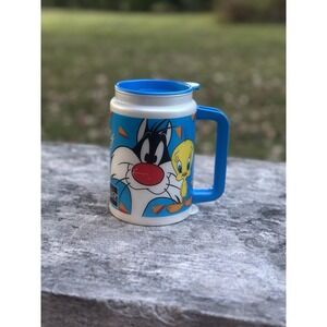 VTG Looney Toons Plastic Tumbler Cup 1994 Warner Brothers Sylvester Tweety Bird